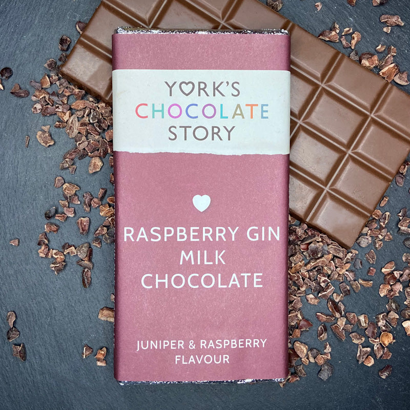 Raspberry Gin Milk Chocolate Bar York's Chocolate Story